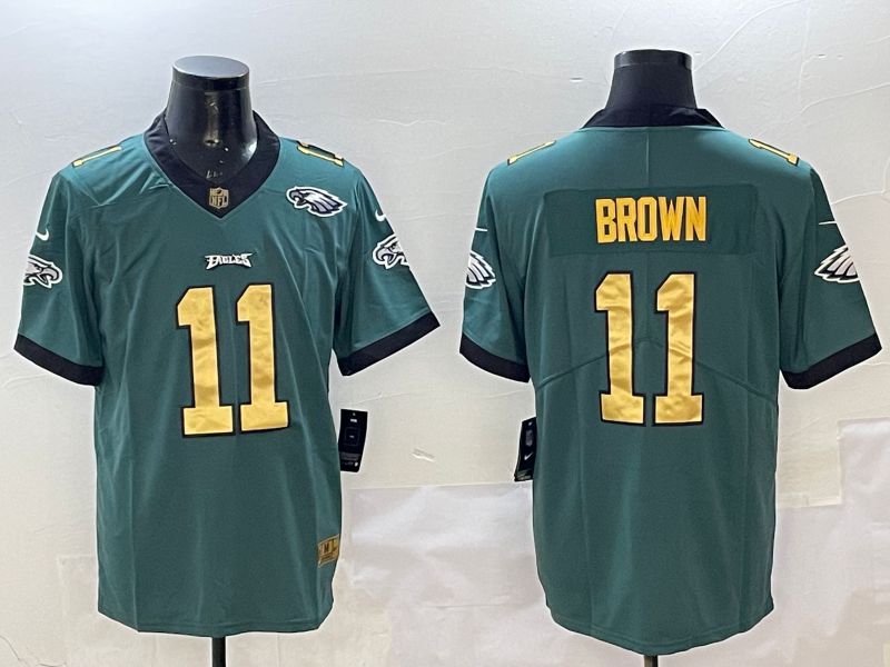 Men Philadelphia Eagles #11 Brown Green Gold Nike 2025 Limited NFL Jersey style 5
